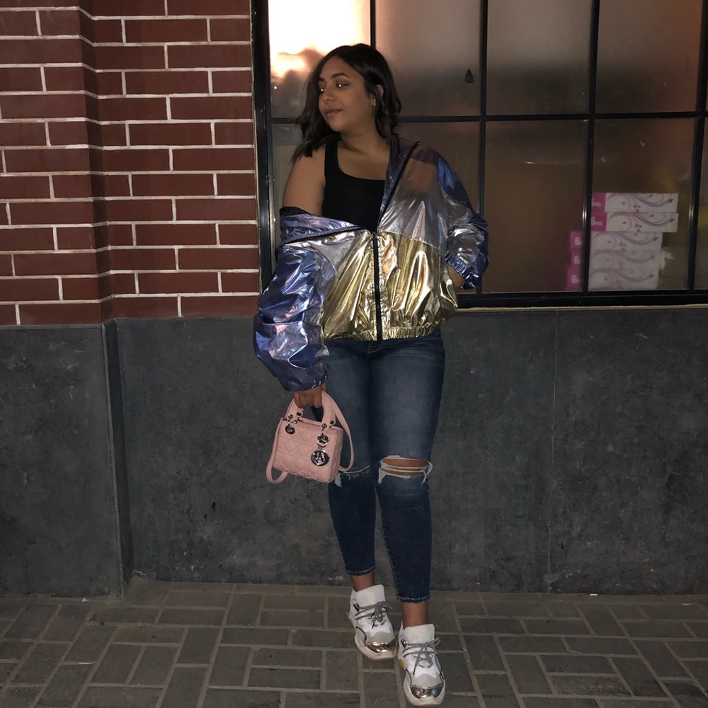 Metallic windbreaker jacket